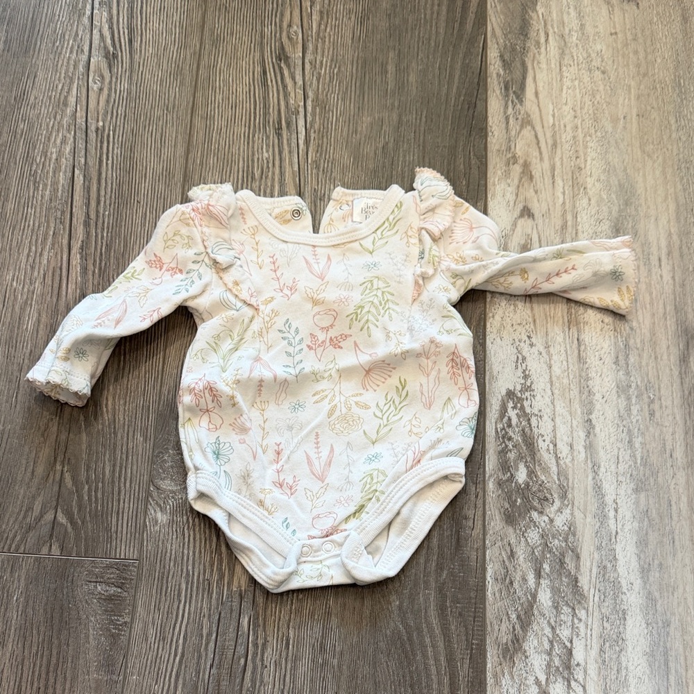 Soft Pastel Floral‎ Long-Sleeve Baby One-Piece Bodysuit